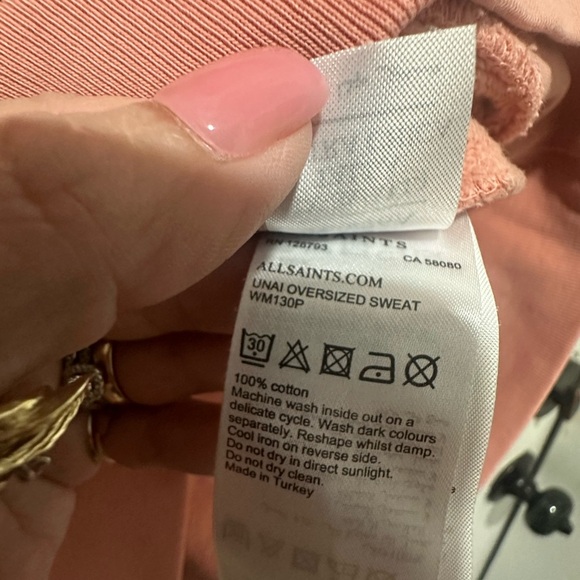 All Saints Unai Oversized Cold Shoulder Sweatshirt Size XS pink salmon color - Picture 6 of 6